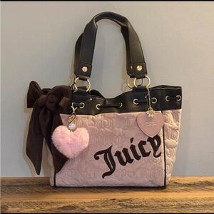 Juicy Couture Vintage Dreams Chocolate Pink Quilted Daydreamer Tote